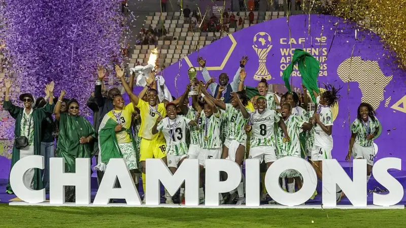 Nigeria's Super Falcons 2024 edition champions. ABDEL MAJID BZIOUAT/Getty Images