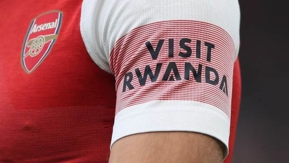 Arsenal players wearing the Visit Rwanda sleeve sponsorship on the club kit during the 2018-19 season. Courtsey Photo
