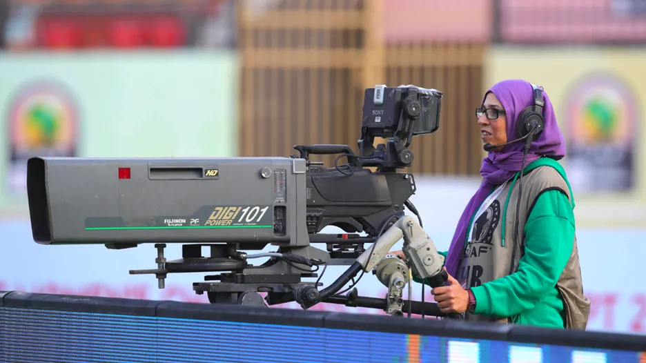 Professional female camera operator filming a live CAF broadcast. Courtsey Photo
